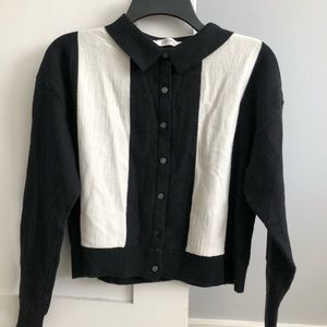 Black and white cropped sweater shirt
